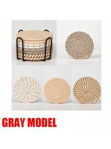 16pcs/8 Pcs Minimalist Table Woven Coasters, Drink Coasters With Holder,Kitchen Table Heat-Resistant Coasters And Thick Insulation Pads,4 Colors Absorbent Coaster Set For Home Decor Tabletop Protection Suitable For Kinds Of Cups, 4.3 Inches Christmas For Holiday Gift Giving