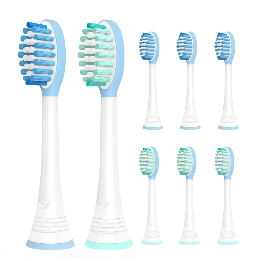 8 Pack Sensitive Gum Care Replacement Toothbrush Heads For Sonicare Replacement Heads, Compatible With Leading Brand Replacement Brush Head, Soft Bristles, Advanced Plaque Removal - Mint Blue - View 1