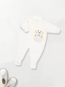 3 Piece Kit Ultra Soft 3D Embroidered Plush Jumpsuit For Boys And Girls - 寶藍色 - 查看 3