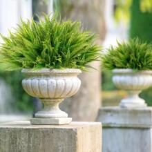 10pcs Artificial Moss Fern Potted Plants, Antioxidant Boston Ferns, Plastic Faux Shrubs For Outdoor Artificial Greenery, UV-Resistant Fake Plants, Perfect For Wedding Decor, Indoor & Outdoor Decor, Home Decor, Rome Decor And Wedding Decor