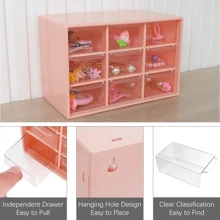 Kleine Schubladen, Aufbewahrungsbox für Bastelarbeiten auf dem Schreibtisch, Organizer aus Kunststoff mit 9 herausnehmbaren Schubladen für Näharbeiten, Heimwerken, Künstlerbedarf, Bürobedarf und Schmuck (Pink)