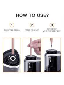 Automatic Electric Pencil Sharpener-Desktop Design For 6-8mm-Perfect For Students And Office Use - màu đen - Xem 7