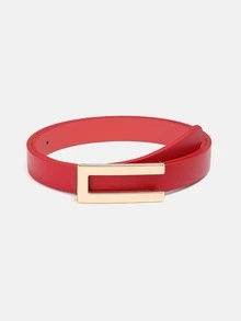 1 pezzo Cintura casual in PU (poliuretano) di colore tinta unita per donna, fibbia rettangolare, adatta per uso quotidiano, estate, scuola, autunno, Ognissanti - A - Visualizzare 15