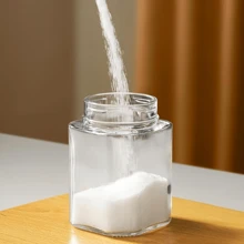 Frasco de sal de vidrio, tarro sellado a prueba de humedad de doble uso para condimentos, recipiente recargable con tapa a presión adecuado para camping y uso doméstico