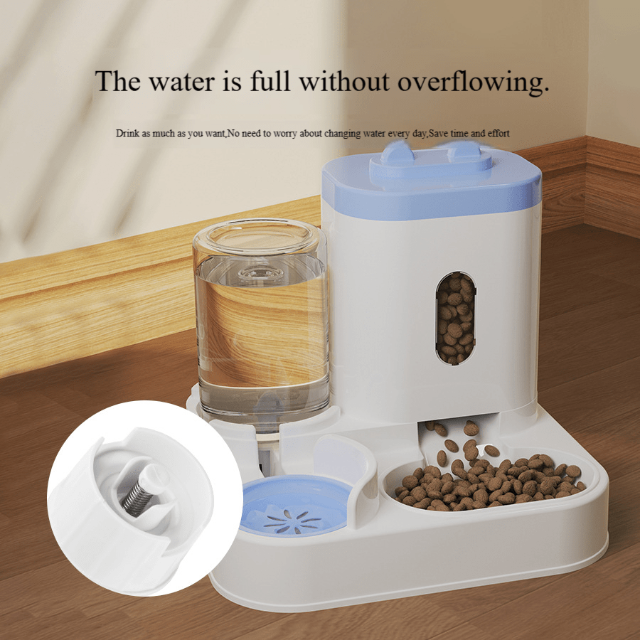 Automatic Cat Food And Water Dispenser Set 2 In 1, All-In-One Gravity Pet Feeder With Stainless Steel Cat Food Bowl Travel Auto Supply Feeder And Water Dispenser For Small Medium Cats Dogs