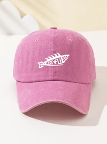 1 Stück Damen ausgewaschene SNFU Fisch Muster Mode Softtouch Baseballkappe, personalisiertes minimalistisches Design, verstellbarer Umfang, atmungsaktiver Sonnenhut, Geschenk für Feiertage, Studenten, Outdoor-Sport, Camping, Reisen