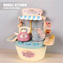 Juego de set de carrito de helados de juguete, puesto de dulces y postres, estación de juego interactiva de comida simulada, carrito de almacenamiento y cocina de juguete, accesorios de juego de roles e imaginación, para niños y niñas de 3+ años, para Halloween, Navidad y regalos de cumpleaños (color aleatorio) - Multicolor - Ver 2