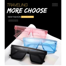 Vintage Male Sunglasses Men Brand Black Square Shades UV400 Gradient Sun Glasses For Women Cool One Piece Designer Gafas De Sol - c12_橘色 - 查看 2