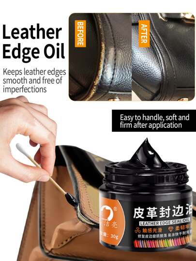 1 pezzo Rivestimento di riparazione bordi neri - toppe per riparazione colore, Composto per riparazione colore, Composto per riparazione danni e strappi. Sigillante per bordi in pelle con olio, Ripara cinturini in pelle con uno strumento tampone, pelle con bordi danneggiati e ricoperti di olio, borse in pelle