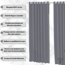Cortina Para Sala Tecido Grosso Blackout Corta Luz Quarto e Escritório 3 metros Luxo