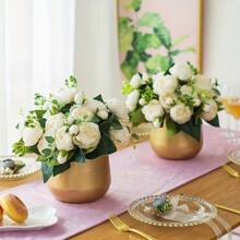 1pc Golden Metal Vase With Drainage Hole, Golden Plant Pot, Modern Decorative Planter For Indoor/Outdoor Decor, Perfect For Wedding Decor, Room Decor, Home Decor And Garden Decorations