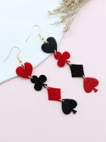 1 Pair Punk Style Acrylic Suit Symbol Dangle Earrings For Women, Suitable For Daily, Party, Date And All Occasions, Ladies Gift