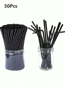 100pcs Reusable PP Drink Straws - Durable Bendable Food-Black Straws For Smoothies, Boba, Bubble Tea & Tropical Drinks - Alternative To Disposable Plastic Straws, Perfect For Home, Parties, Restaurants, Smoothie Straws, Party Drink Accessories