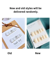 24 Peças Unhas Postiças Quadradas Brancas com Design de Cruz, Minimalista e Elegante, Adequadas para Uso Diário, Trabalho, Encontros, Festas, Aniversários, Suprimentos de Unhas Reutilizáveis - Branco - Visão 6