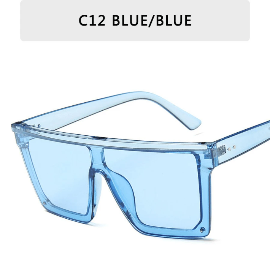 Vintage Male Sunglasses Men Brand Black Square Shades UV400 Gradient Sun Glasses For Women Cool One Piece Designer Gafas De Sol - c12_橘色 - 查看 1