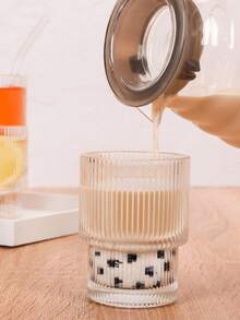 1 件 200 毫升透明竖纹玻璃咖啡杯、牛奶杯果汁杯冰淇淋杯适用于派对、家居、咖啡厅、餐厅、返校用品、装饰艺术凹槽罗纹玻璃器皿（无吸管） - 彩色 - 查看 7