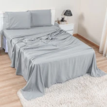 Jogo de Lençol Ponto Palito Cama Casal King Conjunto de Quarto 400 Fios Micropercal Luxo