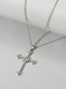 1 pièce Collier pendentif en croix polyvalent minimaliste, accessoire de bijoux mode quotidien unisexe