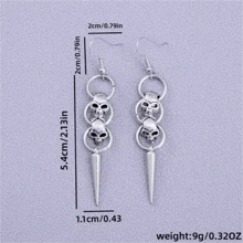 1 Pair Gothic Punk Style Skull Stud Circle Geometric Earrings, Suitable For Women To Wear On Daily, Party And Gathering, Fashion Punk Jewelry