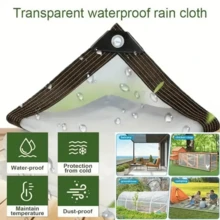 1 Stück wasserdichte Regenschutzabdeckung, Regentuch, Regennetz, transparent, reißfest, staubdicht und wasserdichter Kunststofffilm. Geeignet für Gärten, Balkone, Veranden, Blumenregale, Hundehütten, Camping-Gewächshäuser und wettergeschützte Outdoor-Camping-Standorte - transparent - Übersicht 5