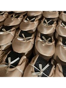 80 PARES/PAQUETE PANTUFLAS FOLDING FLATS "DORADO SATINADO" PARA BODA XV AÑOS EVENTOS RECUERDOS "FUERA TACONES BAILAR" SAT1 BASIC - Dorado - Ver 7