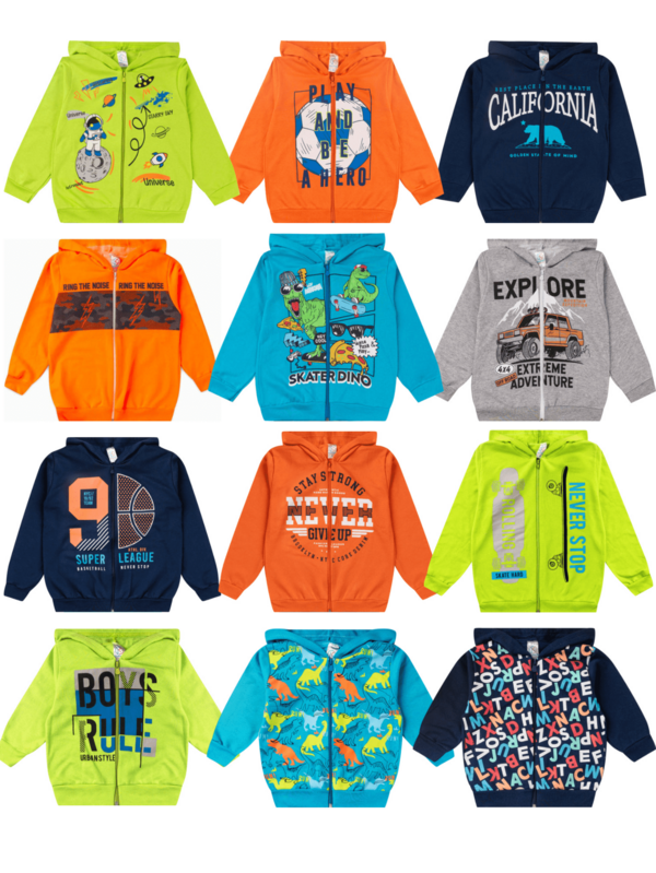 Kit 4 Peças Infantil Moletom Menino Juvenil Inverno Zíper Tamanho 1 ao 16 - 2 Casacos + 2 Calças Roupa Infantil