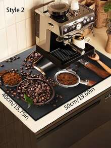 1片装咖啡垫，适用于厨房台面、咖啡吧、咖啡机、意式咖啡机，也可作餐具沥水垫使用。咖啡图案餐具沥水垫，餐垫，厨房用品。 - Style 2 - 查看 11