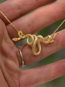 Glitzernde goldene silberne Schlangenketten-Halskette - kantig Punk Rock Hip Hop Schmuck - gewagt einzigartiger Schlangen-Anhänger für Frauen & Männer - vielseitiges Party-Geschenk