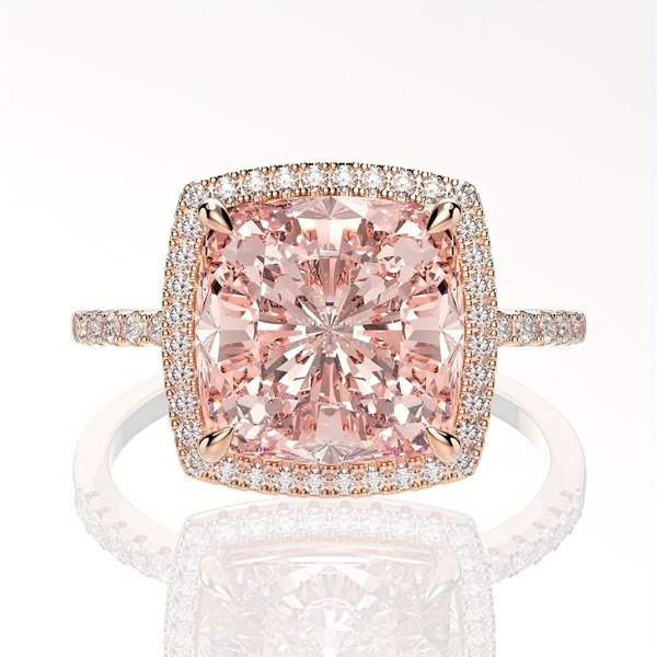 1pc Fashion Luxury Rose Gold Plated Ring With Sparkling Synthetic Cubic Zirconia, Perfect Gift For Women, Elegant Jewelry, Available In Multiple Sizes