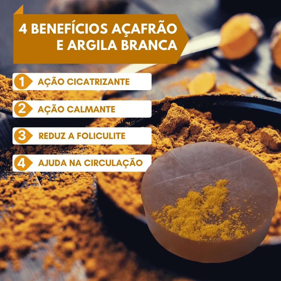 Sabonete de Açafrão 90G Redução de pelos, antiacne, antifoliculite. EcoSpa