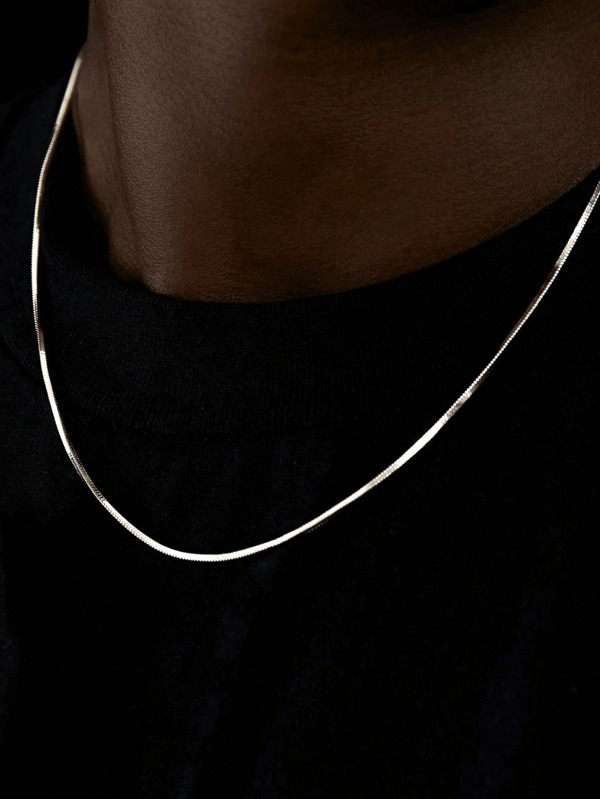 Flexibele vierkante en ronde slangenketting van roestvrij staal voor heren, 19,69 inch, 21,65 inch, 23,62 inch