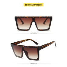 Vintage Male Sunglasses Men Brand Black Square Shades UV400 Gradient Sun Glasses For Women Cool One Piece Designer Gafas De Sol - C3_藍色 - 查看 2