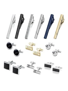Men's Tie Clip And Cufflinks Set - Classic Elegant Accessories For Dress Shirt, Professional Office Wear, Wedding & Formal Events - Versatile Mature Fashion Gift For Him