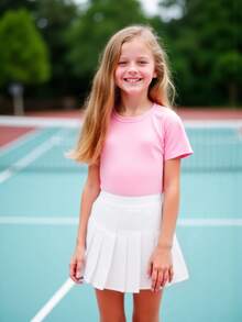 2入組黑白格子少女風百褶裙套裝，適用於青少年女孩 - 彩色 - 查看 4