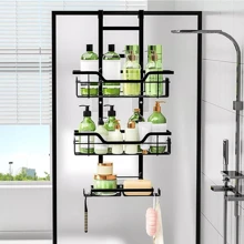 3-Tier Shower Caddy: Anti-Rust, Multifunctional Black Hanging Shower Box With Hooks - Suitable For Storing Shampoo, Shower Gel, And Fragrance Household Products Halloween, Christmas Decorations Back To School Bathroom Accessories
