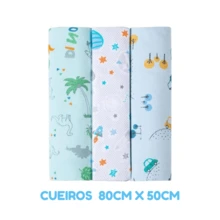 Kit Of 3 Baby Swaddles, Printed Or Plain, 80cm X 50cm - 100% Cotton - Karinho - 男生 - 查看 1