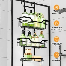 3-Tier Shower Caddy: Anti-Rust, Multifunctional Black Hanging Shower Box With Hooks - Suitable For Storing Shampoo, Shower Gel, And Fragrance Household Products Halloween, Christmas Decorations Back To School Bathroom Accessories