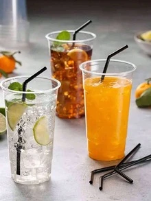 100pcs Reusable PP Drink Straws - Durable Bendable Food-Black Straws For Smoothies, Boba, Bubble Tea & Tropical Drinks - Alternative To Disposable Plastic Straws, Perfect For Home, Parties, Restaurants, Smoothie Straws, Party Drink Accessories