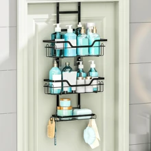 3-Tier Shower Caddy: Anti-Rust, Multifunctional Black Hanging Shower Box With Hooks - Suitable For Storing Shampoo, Shower Gel, And Fragrance Household Products Halloween, Christmas Decorations Back To School Bathroom Accessories
