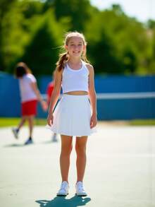 2入組黑白格子少女風百褶裙套裝，適用於青少年女孩 - 彩色 - 查看 9