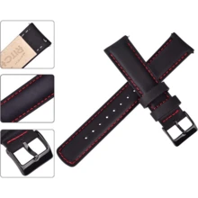 Local Delivery- Christmas Gift Quick Release Leather Watch Bands Genuine Watch Straps For Men Women Top Grain Leather Watch Strap, White Elephant Gifts, Stocking Stuffers For Men, Father's Day Gifts - Black & Orange & Silver - 查看 2
