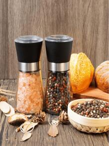 1pc Adjustable Ceramic Core Pepper & Sea Salt Grinder Set - Manual Spice Grinder, Seasoning Shaker Bottle, Suitable For Outdoor Camping, Tent Travel, Hiking, Barbecue And Home Kitchen - Battery-Free Portable Glass Kitchen Tool, Random Color