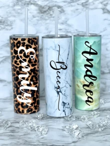 Personalized Name Tumbler With Straw, 20oz Stainless Steel Insulated Tumbler- Double Wall Lid, Bridesmaid Gift, Custom Tumbler, Gift For Mom, Sorority Gift, Mother's Day Gift, Graduation Gift, Photo Tumbler, Gift For Her, Gift For Dad, Birthday Gift - Multicolor - View 4
