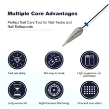 1pc Diamond Cuticle Remover Bit, Suitable For Nail Art, Conical Grinding Head, Russian Nail Art Drill Accessory - Multicolor - View 6