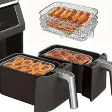 1pc Air Fryer Rack Accessories Grill Basket, 1 Layers, Stainless Steel Stackable Chicken Wings Air Fryer Accessories Toast Rack, Cooking Rack - Multicolor - View 1
