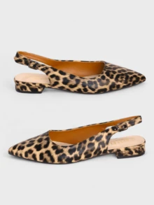 Plus Size Fashion Comfortable Pointed Toe Low Heel Shoes For Women - Leopard - View 2