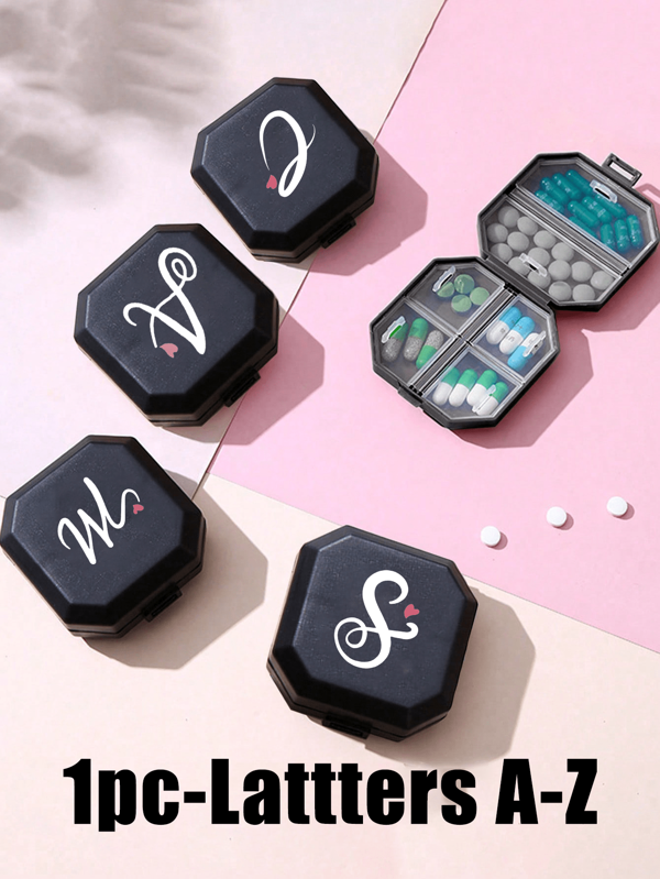 Tragbare Fach-Pillenbox, 6 Gitter Kapsel Aufbewahrungsbox, Reise Pillenbox, Medikamentbox, Mini Pillenbox mit Buchstaben A~Z (ohne Q/Ux), 6 Gitter Pillen Organizer Reise Mini Pillenbox für Tabletten feuchtigkeitsgeschützt Medikament und Vitamine Behälter Spender Organizer Reise Zuhause Camping Outdoor Wandern Jagd Medikamente, Pillendose, Pillencontainer, Erste-Hilfe-Tasche Reisezubehör Studentenwohnheim Essentials