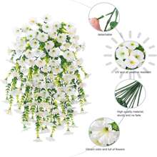 4 Stücke Künstliche Hängeblumen, Seide in gemischten Farben, geeignet für Hochzeit, Zuhause, Büro, Gartendekoration, Künstliche Blumen mit Eukalyptusblättern, UV-beständige realistische Hängepflanzen für Hochzeitsbogen, Wand, Garten, Schlafzimmer, Büro Outdoor, Partydekoration