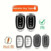 Key Fob Cover - Durable TPU Case For Elantra GT, For Kona, For Palisade, For Venue, For Veloster - 4-Button Design Car Key Accessory - Single Pack - View 7