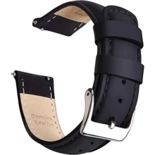 Local Delivery- Christmas Gift Quick Release Leather Watch Bands Genuine Watch Straps For Men Women Top Grain Leather Watch Strap, White Elephant Gifts, Stocking Stuffers For Men, Father's Day Gifts - Black & Silver - 查看 1